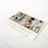 Elegant Calligrafie Kerstmis 5 Fotoframes Gold Folie Feestdagenkaart (Gedraaid)