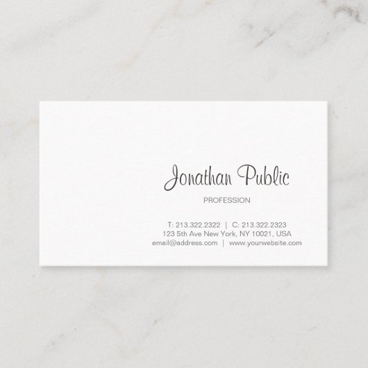 Elegant Calligrafie Manuscript Moderne Professione Visitekaartje (Voorkant)