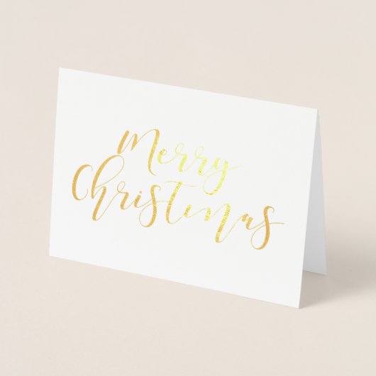 Elegant calligrafie Merry kerstfoto gold Folie Kaarten (Voorkant)