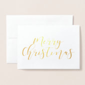 Elegant calligrafie Merry kerstfoto gold Folie Kaarten (Voorkant met envelop)
