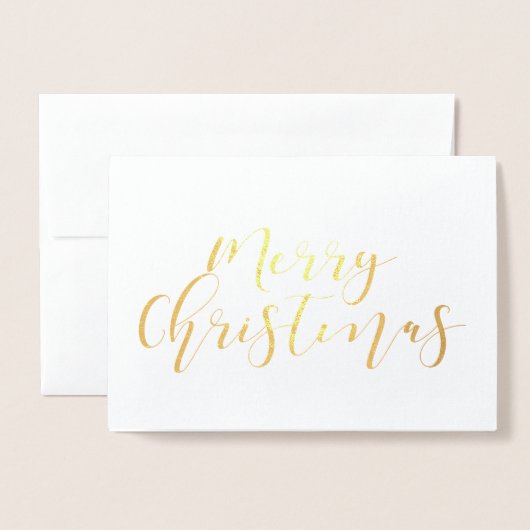 Elegant calligrafie Merry kerstfoto gold Folie Kaarten (Voorkant met envelop)