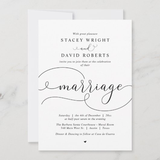 Elegant Calligrafie, Modern Wedding Invitation Kaart (Voorkant)