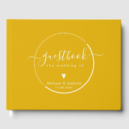 Elegant Calligrafie - Mustard Yellow Wedding Gastenboek (Voorkant)