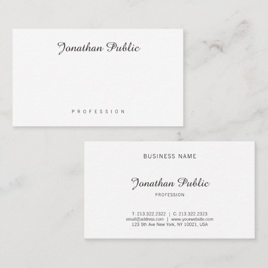 Elegant Calligrafie Name Script Simple Design Chic Visitekaartje (Voorkant / Achterkant)