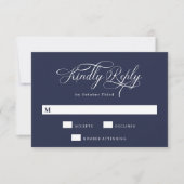 Elegant Calligrafie | Navy Blue Wedding RSVP Kaartje (Voorkant)