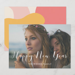 Elegant calligrafie Nieuwjaar feestdag fotokaart Feestdagenkaart