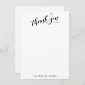 Elegant Calligrafie op Simple Black en White Bedankkaart (Voorkant / Achterkant)