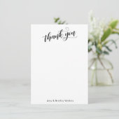 Elegant Calligrafie op Simple Black en White Bedankkaart (Staand voorkant)