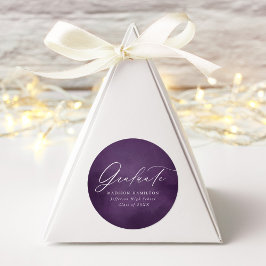 Elegant Calligrafie Paars Waterverf Afstuderen Ronde Sticker