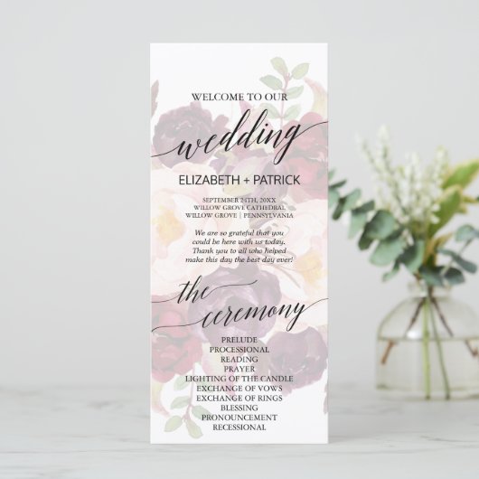 Elegant Calligrafie | Programma voor het binden va Programmakaart (Staand voorkant)