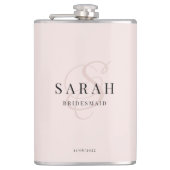Elegant Calligrafie Roos Monogram Bruidsmeisje Cad Heupfles (Voorkant)