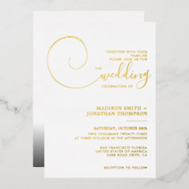 Elegant Calligrafie Script Dark Grey Photo Weduwen Folie Uitnodiging