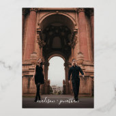 Elegant Calligrafie Script Dark Grey Photo Weduwen Folie Uitnodiging (Achterkant)