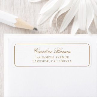Elegant Calligrafie Script Gold Border Address Etiket