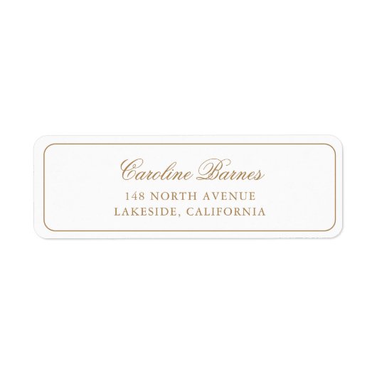 Elegant Calligrafie Script Gold Border Address Etiket (Voorkant)