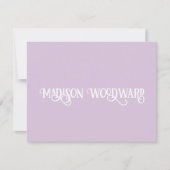 Elegant Calligrafie Script Light Lavender Note Car Notitiekaartje (Voorkant)