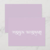 Elegant Calligrafie Script Light Lavender Note Car Notitiekaartje (Voorkant / Achterkant)