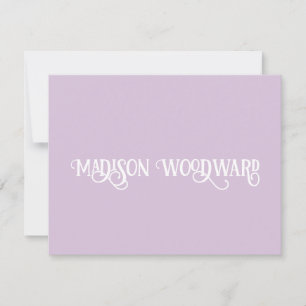 Elegant Calligrafie Script Light Lavender Note Car Notitiekaartje