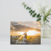 Elegant Calligrafie Script LOVE & BEDANKT met FOTO Briefkaart (Staand voorkant)