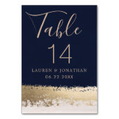 Elegant Calligrafie Script, marine, gouden bruilof Kaart (Achterkant)