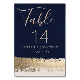 Elegant Calligrafie Script, marine, gouden bruilof Kaart