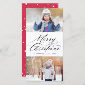 Elegant Calligrafie Script Merry kerst 2 Foto Feestdagenkaart (Voorkant / Achterkant)