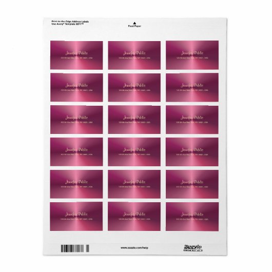 Elegant Calligrafie Script Metallic look Roze Etiket (Full Sheet)