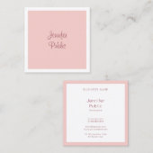 Elegant Calligrafie Script Moderne Blush Pink Vierkante Visitekaartje (Voorkant / Achterkant)