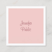 Elegant Calligrafie Script Moderne Blush Pink Vierkante Visitekaartje (Voorkant)