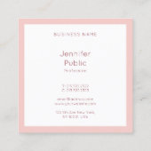 Elegant Calligrafie Script Moderne Blush Pink Vierkante Visitekaartje (Achterkant)