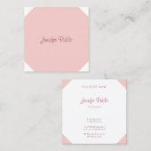Elegant Calligrafie Script Moderne Blush Pink Vierkante Visitekaartje (Voorkant / Achterkant)