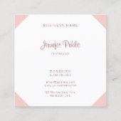 Elegant Calligrafie Script Moderne Blush Pink Vierkante Visitekaartje (Achterkant)
