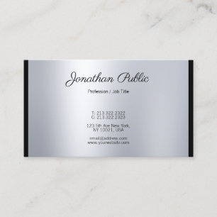 Elegant Calligrafie Script Moderne Silver Graceful Visitekaartje