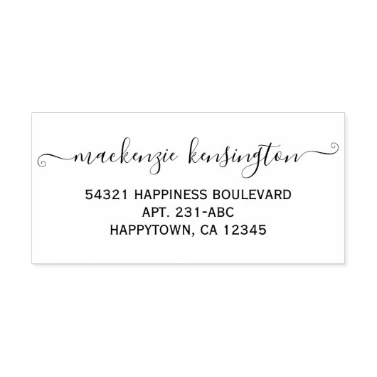 Elegant Calligrafie Script Name Address Rubberstempel (Afrduk)