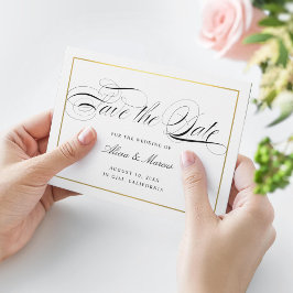 Elegant Calligrafie Script Save the Date Faux Gold Informatiekaartje