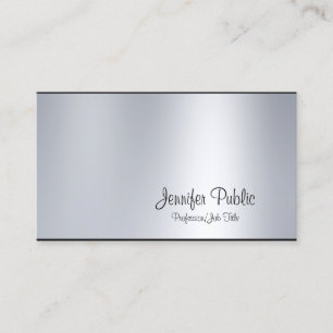 Elegant Calligrafie-script Silver look Plain Visitekaartje