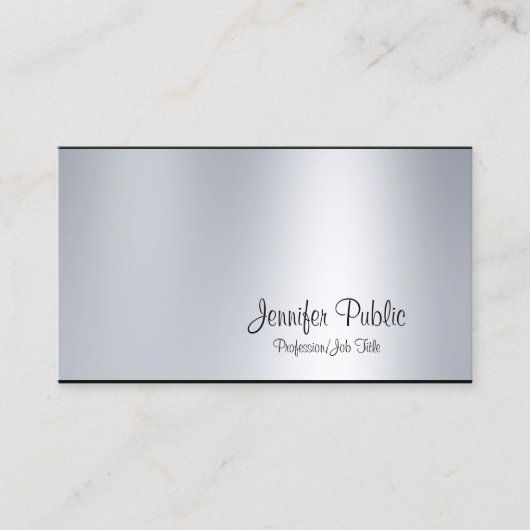 Elegant Calligrafie-script Silver look Plain Visitekaartje (Voorkant)