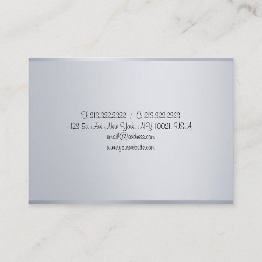 Elegant Calligrafie Script Sjabloon Modern Silver Visitekaartje (Achterkant)