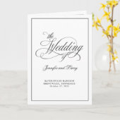 Elegant Calligrafie script vouded Wedding Program Kaart (Gele Bloem)