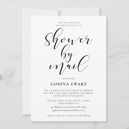 Elegant calligrafie Shower per post Kaart (Voorkant)