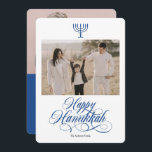 Elegant calligrafie simpele Hanukkah familie foto  Feestdagenkaart<br><div class="desc">Elegant calligrafie simpele Hanukkah familie foto Holiday Card</div>