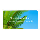 Elegant Calligrafie Sjabloon Modern Blue Sky Palms Etiket (Voorkant)