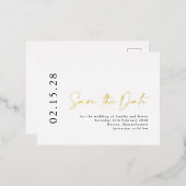 Elegant Calligrafie Sparen de Datum Echte Goud Folie Uitnodiging Briefkaart (Voorkant / Achterkant)