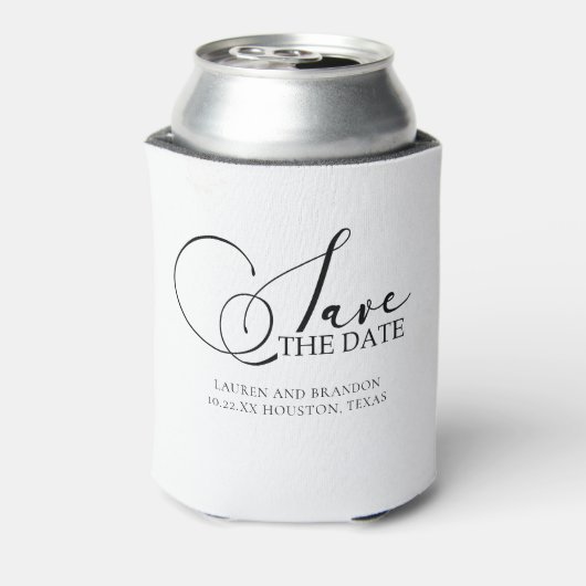 Elegant Calligrafie Sparen de Datum Witte Ca van h Blikjeskoeler (Blikje Achterkant)