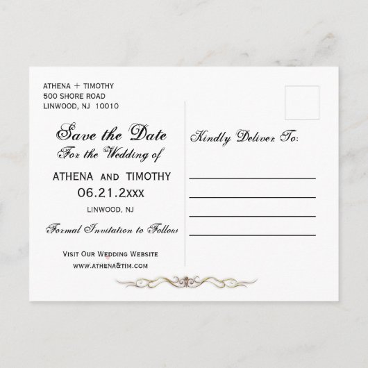 Elegant Calligrafie sparen het Briefkaart van het  (Achterkant)