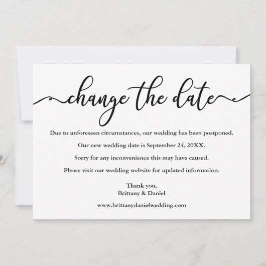 Elegant Calligrafie verandert de Datum Nieuwe Kaar Save The Date (Voorkant)
