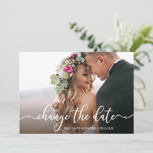 Elegant Calligrafie verandert de Datum Nieuwe Kaar Save The Date (Staand voorkant)