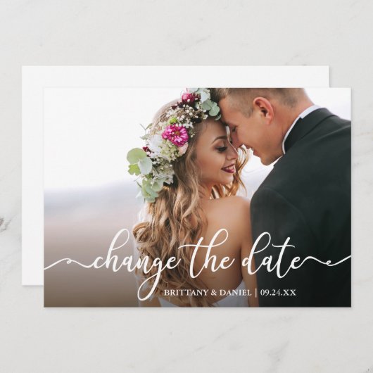 Elegant Calligrafie verandert de Datum Nieuwe Kaar Save The Date (Voorkant / Achterkant)