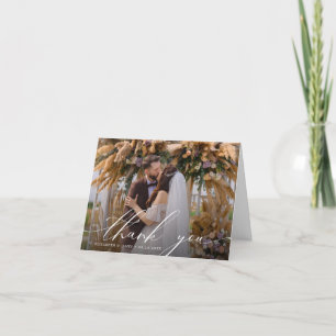 Elegant Calligrafie Weddenfoto Hartelijk dank Bedankkaart