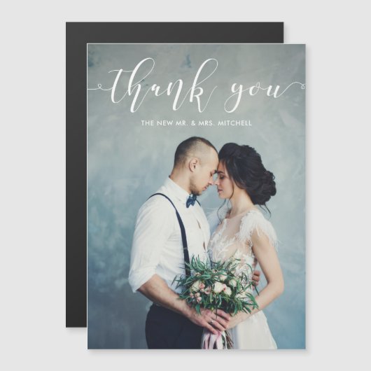 Elegant Calligrafie | Weddenschap Bedankt Foto (Voorkant / Achterkant)